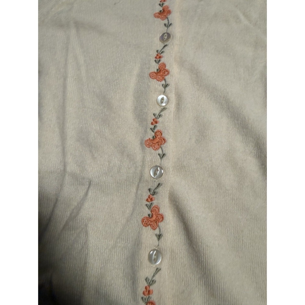 Vintage St Michael Sweater Womens M Cream Embroidered Knit Y2K Cottagecore - Picture 5 of 5